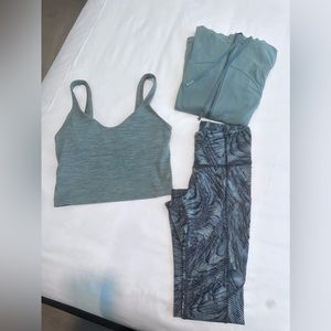 Women’s lulu lemon Greenish leggings bra top and jacket set